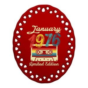 47 Years Old Gift Retro January 1976 Cassette 47th Birthday Ceramic Oval Ornament