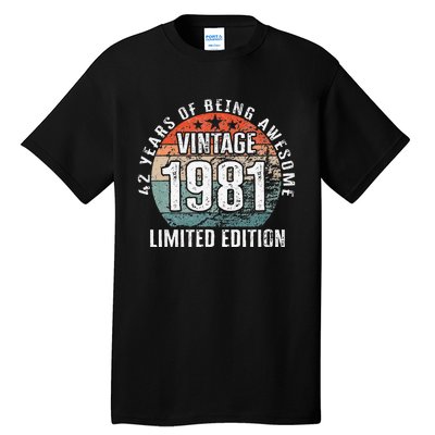 42 Years Of Being Awesome Vintage 1981 Limited Edition Tall T-Shirt