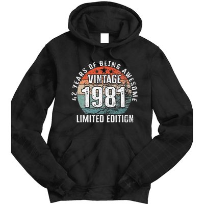 42 Years Of Being Awesome Vintage 1981 Limited Edition Tie Dye Hoodie