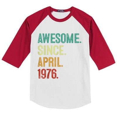 47 Years Old Awesome Since April 1976 47th Birthday Kids Colorblock Raglan Jersey