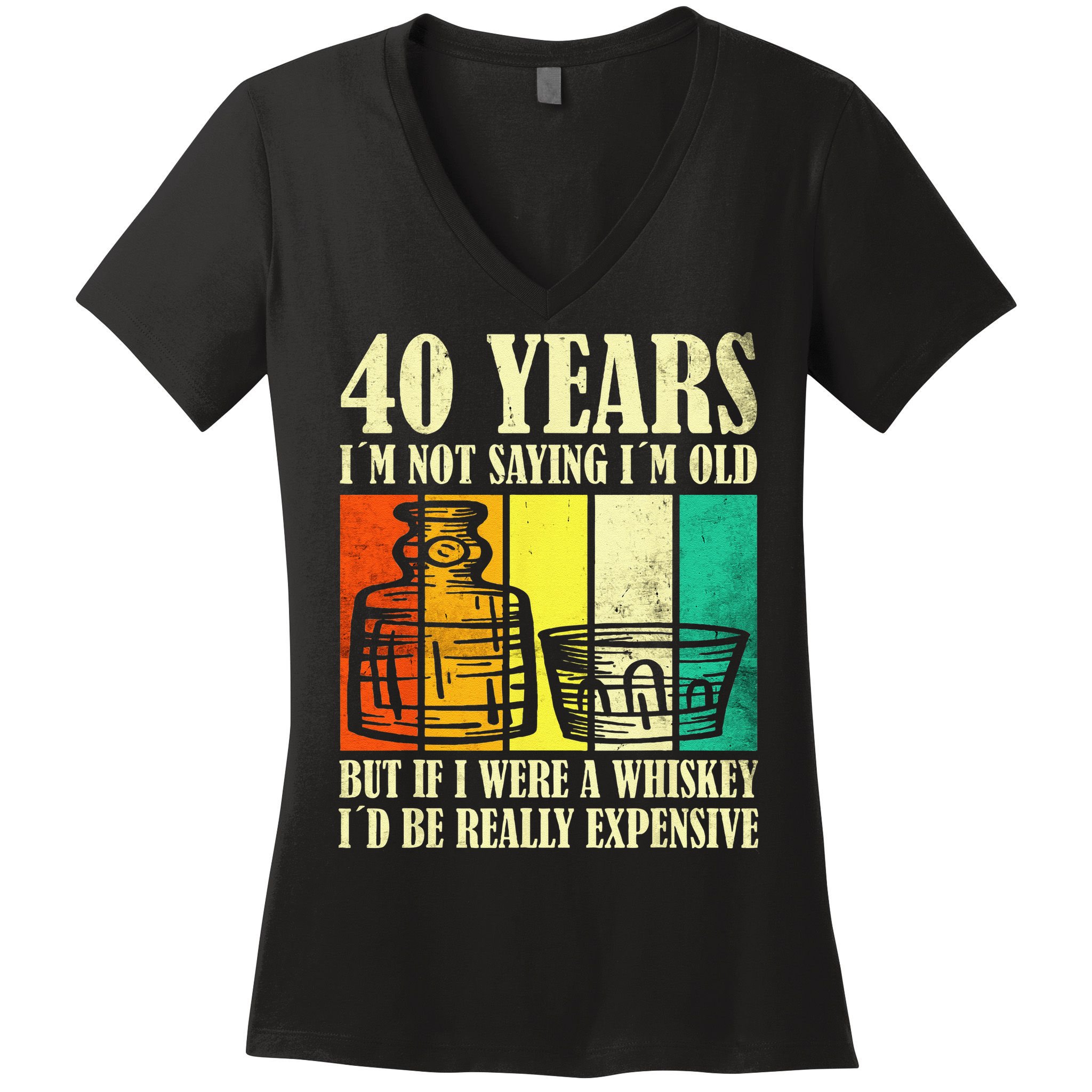 40 Year Old Vintage Bourbon Vintage Whiskey 40th Birthday Women's V-Neck T-Shirt