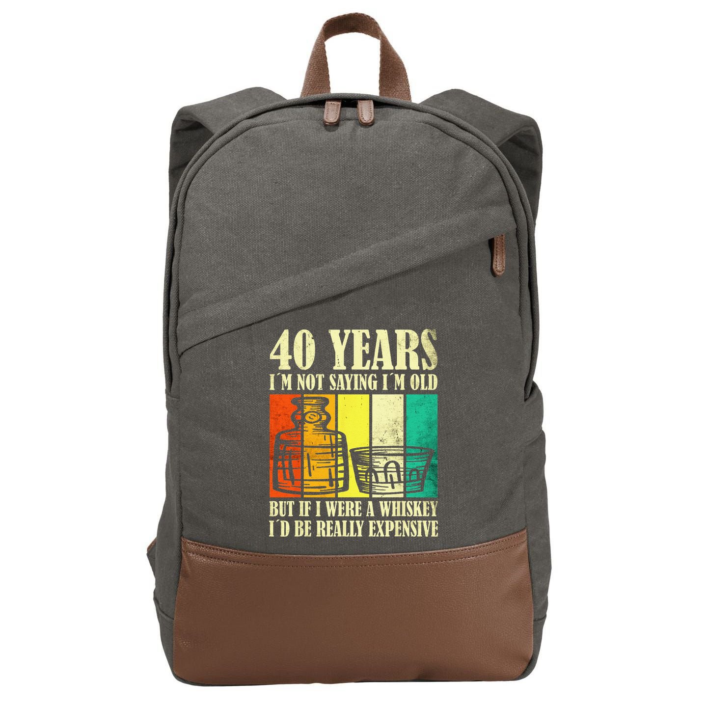40 Year Old Vintage Bourbon Vintage Whiskey 40th Birthday Cotton Canvas Backpack