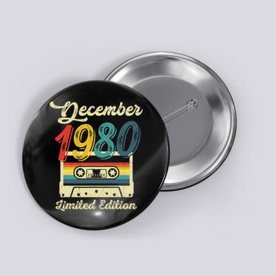 42 Years Old Gift Retro December 1980 Cassette 42nd Birthday Button