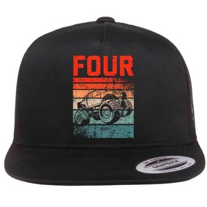 4 Year Old 4th Birthday Monster Truck Flat Bill Trucker Hat