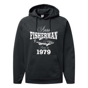 44 Year Old Fisherman Bass Fishing 1979 44th Birthday Performance Fleece Hoodie