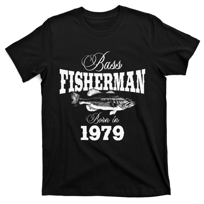 44 Year Old Fisherman Bass Fishing 1979 44th Birthday T-Shirt