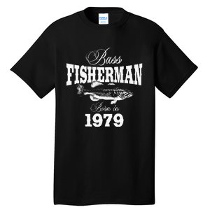 44 Year Old Fisherman Bass Fishing 1979 44th Birthday Tall T-Shirt