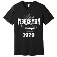 44 Year Old Fisherman Bass Fishing 1979 44th Birthday Premium T-Shirt