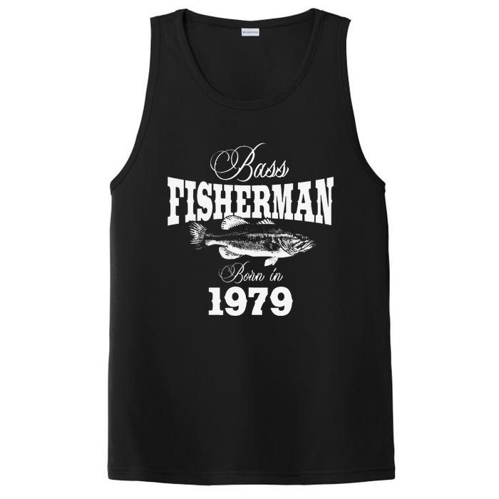 44 Year Old Fisherman Bass Fishing 1979 44th Birthday PosiCharge Competitor Tank