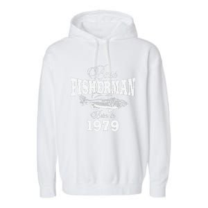 44 Year Old Fisherman Bass Fishing 1979 44th Birthday Garment-Dyed Fleece Hoodie