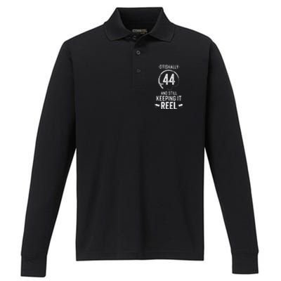 44 Year Old Fishing Fishermen Gifts For Birthday Performance Long Sleeve Polo