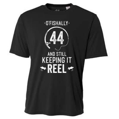 44 Year Old Fishing Fishermen Gifts For Birthday Cooling Performance Crew T-Shirt