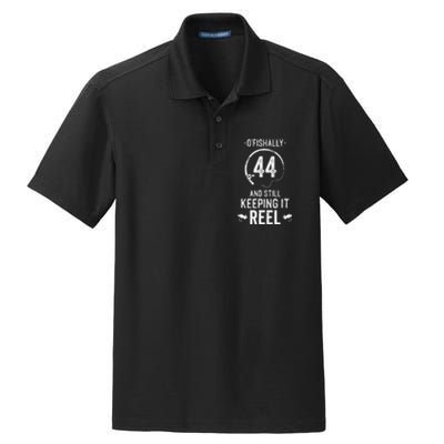 44 Year Old Fishing Fishermen Gifts For Birthday Dry Zone Grid Polo