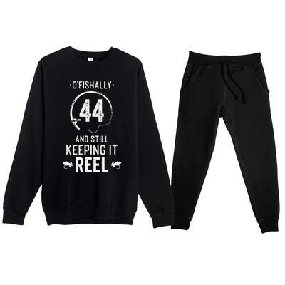 44 Year Old Fishing Fishermen Gifts For Birthday Premium Crewneck Sweatsuit Set