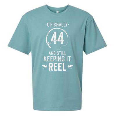 44 Year Old Fishing Fishermen Gifts For Birthday Sueded Cloud Jersey T-Shirt