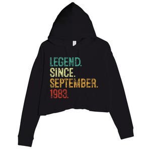 40 Years Old Legend Since September 1983 40th Birthday Crop Fleece Hoodie