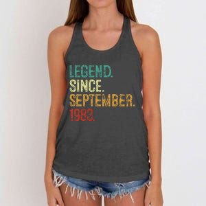 40 Years Old Legend Since September 1983 40th Birthday Women's Knotted Racerback Tank