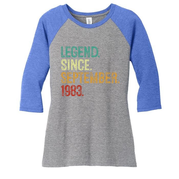 40 Years Old Legend Since September 1983 40th Birthday Women's Tri-Blend 3/4-Sleeve Raglan Shirt