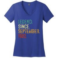 40 Years Old Legend Since September 1983 40th Birthday Women's V-Neck T-Shirt