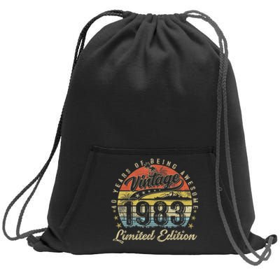 40 Year Old Gifts Vintage 1983 Limited Edition 40th Birthday Sweatshirt Cinch Pack Bag