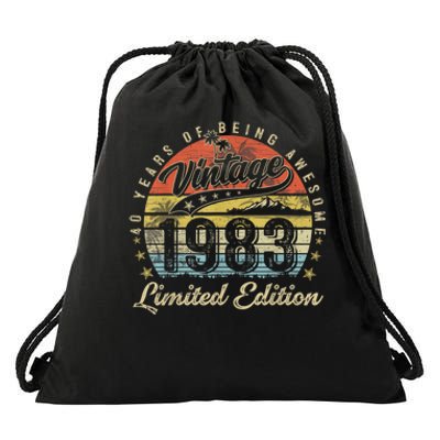 40 Year Old Gifts Vintage 1983 Limited Edition 40th Birthday Drawstring Bag