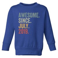 4 Year Old Awesome Since July 2019 4th Birthday Gift Great Gift Toddler Sweatshirt