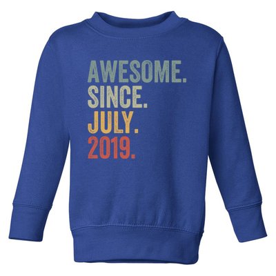 4 Year Old Awesome Since July 2019 4th Birthday Gift Great Gift Toddler Sweatshirt