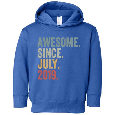 4 Year Old Awesome Since July 2019 4th Birthday Gift Great Gift Toddler Hoodie