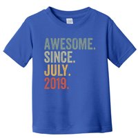 4 Year Old Awesome Since July 2019 4th Birthday Gift Great Gift Toddler T-Shirt