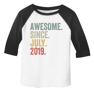 4 Year Old Awesome Since July 2019 4th Birthday Gift Great Gift Toddler Fine Jersey T-Shirt