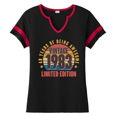 40 Years Of Being Awesome 1983 Limited Edition Vintage Retro Ladies Halftime Notch Neck Tee