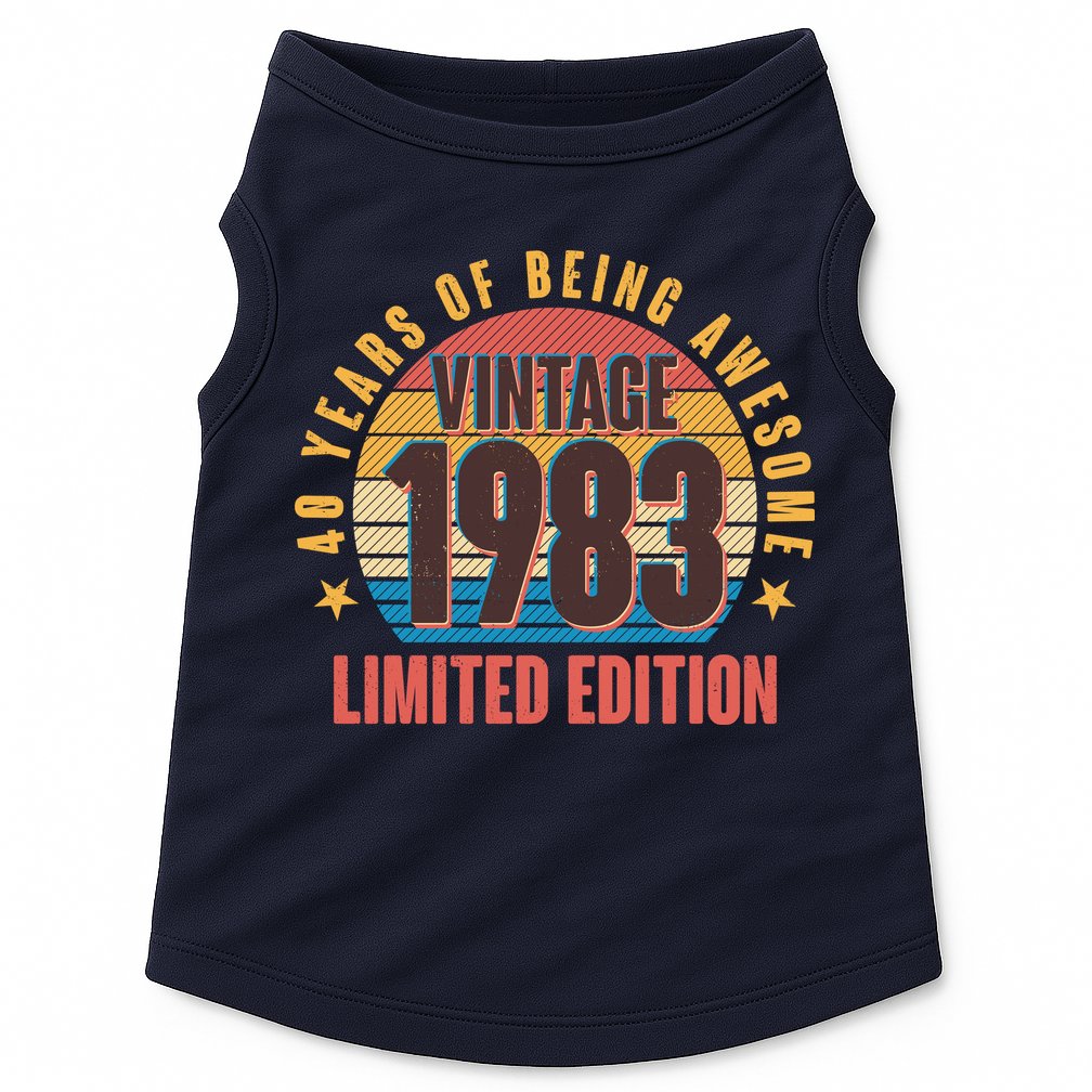 40 Years Of Being Awesome 1983 Limited Edition Vintage Retro Doggie Tank