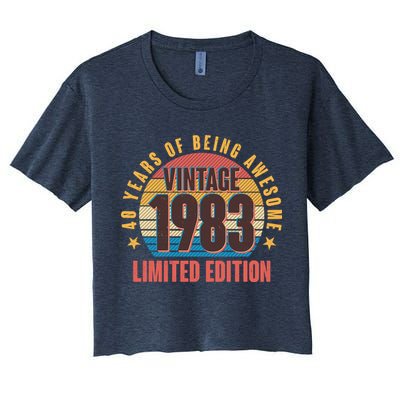 40 Years Of Being Awesome 1983 Limited Edition Vintage Retro Crop Top