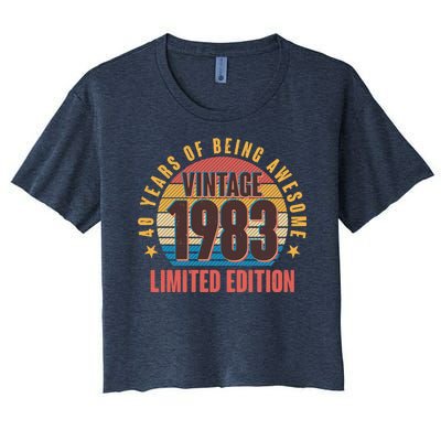 40 Years Of Being Awesome 1983 Limited Edition Vintage Retro Women's Crop Top Tee