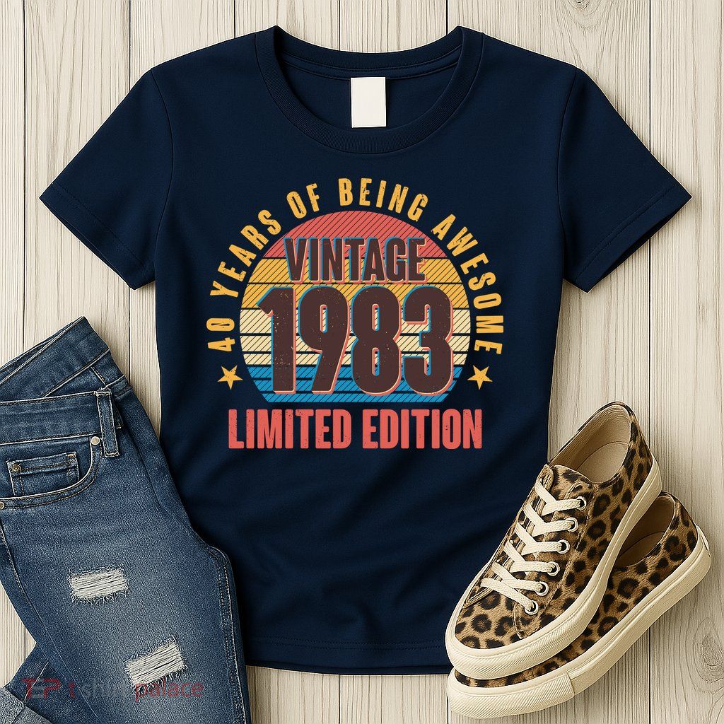 40 Years Of Being Awesome 1983 Limited Edition Vintage Retro Womens T-Shirt