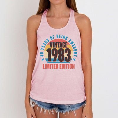 40 Years Of Being Awesome 1983 Limited Edition Vintage Retro Women's Knotted Racerback Tank