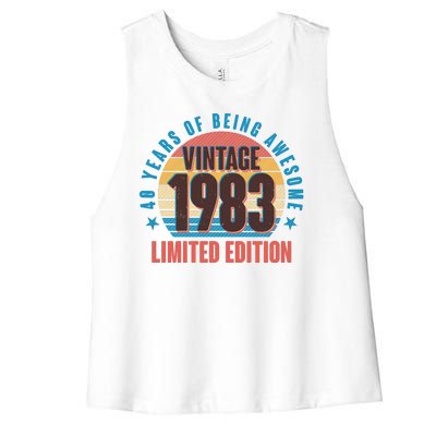 40 Years Of Being Awesome 1983 Limited Edition Vintage Retro Women's Racerback Cropped Tank