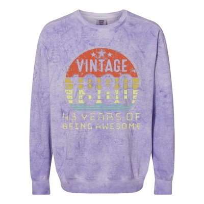 43 Year Old Birthday Vintage 1980 43rd Birthday Colorblast Crewneck Sweatshirt