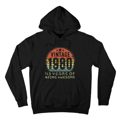 43 Year Old Birthday Vintage 1980 43rd Birthday Hoodie