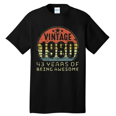 43 Year Old Birthday Vintage 1980 43rd Birthday Tall T-Shirt