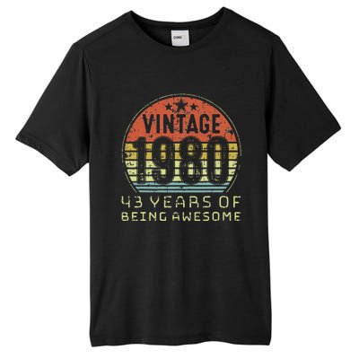 43 Year Old Birthday Vintage 1980 43rd Birthday Tall Fusion ChromaSoft Performance T-Shirt