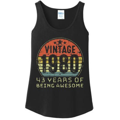 43 Year Old Birthday Vintage 1980 43rd Birthday Ladies Essential Tank