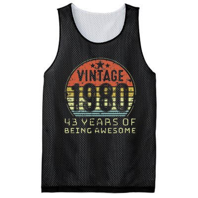 43 Year Old Birthday Vintage 1980 43rd Birthday Mesh Reversible Basketball Jersey Tank