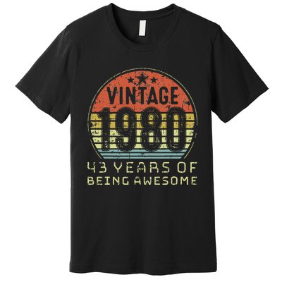 43 Year Old Birthday Vintage 1980 43rd Birthday Premium T-Shirt