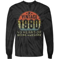 43 Year Old Birthday Vintage 1980 43rd Birthday Tie-Dye Long Sleeve Shirt