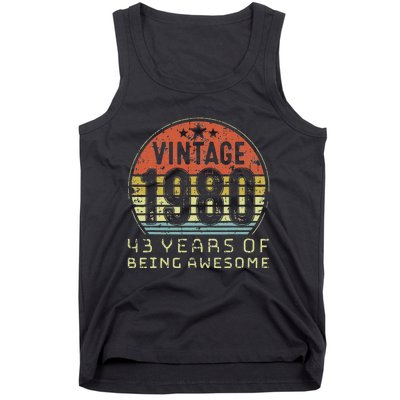 43 Year Old Birthday Vintage 1980 43rd Birthday Tank Top