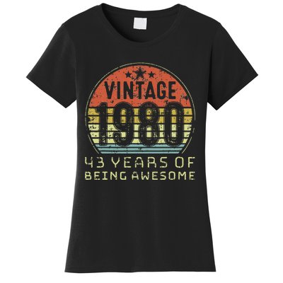 43 Year Old Birthday Vintage 1980 43rd Birthday Women's T-Shirt