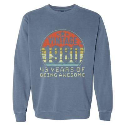 43 Year Old Birthday Vintage 1980 43rd Birthday Garment-Dyed Sweatshirt