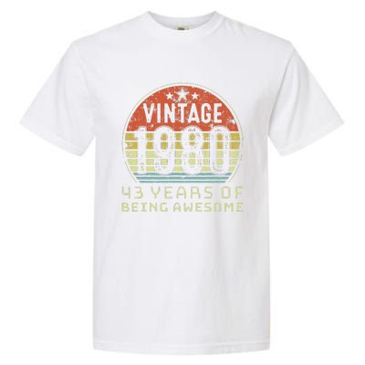 43 Year Old Birthday Vintage 1980 43rd Birthday Garment-Dyed Heavyweight T-Shirt