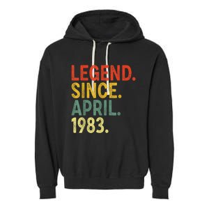 40 Year Old Legend Since April 1983 40th Birthday Garment-Dyed Fleece Hoodie